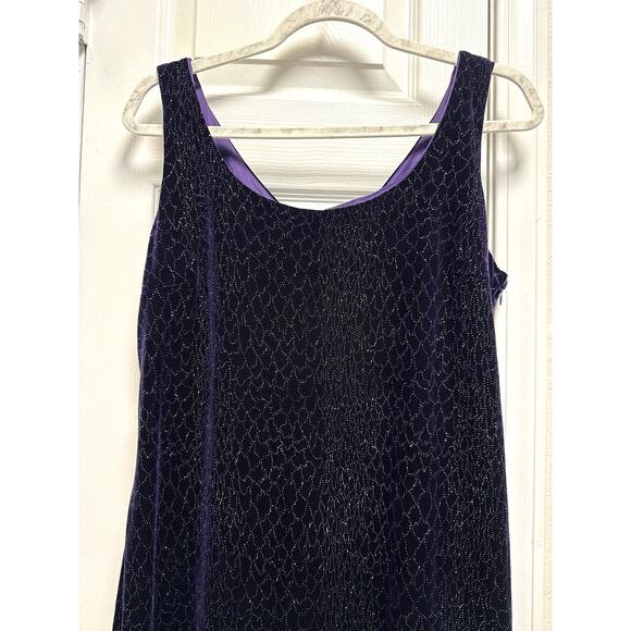 Betsy & Adam 90s Velvet Purple Rhinestone Grunge Maxi Formal Dress Size 12 - Picture 4 of 9